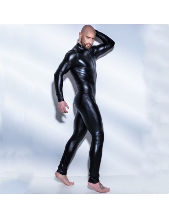 Men's Sexy Wetlook Faux Leather One Piece Skin Bodysuit Open Crotch Tights Catsuit Zentai M6721