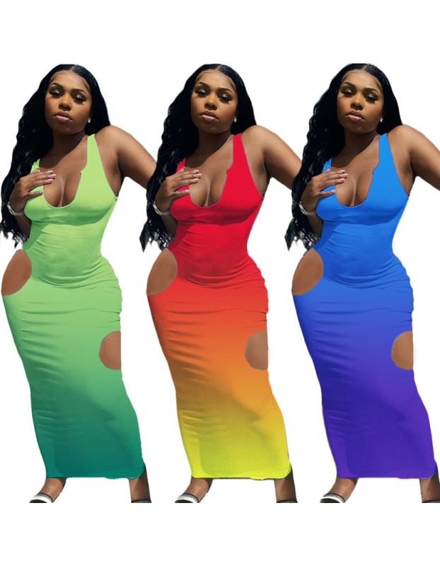 Slim Sexy Gradient Fashion Women Maxi Dresses M056