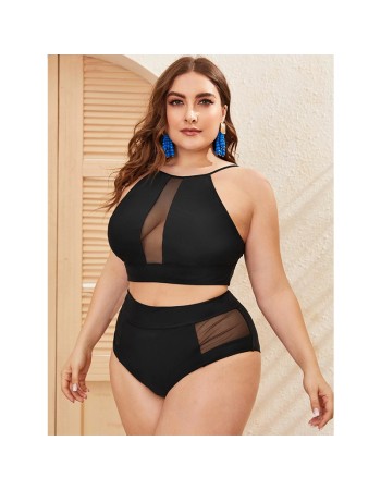 Backless Mesh Hollow Out Mini Bikini Sexy Fat Women Swimsuits 20171