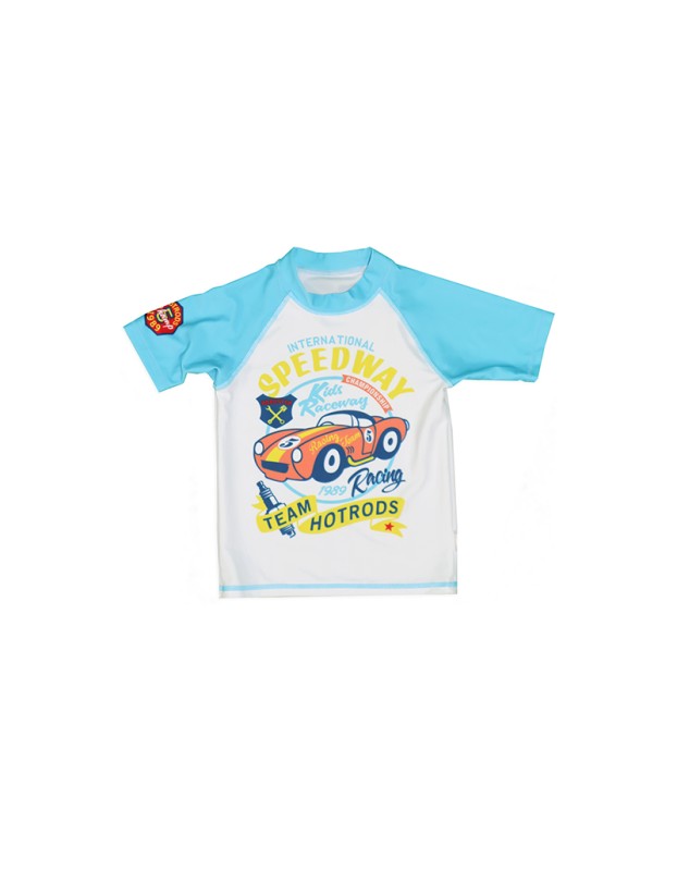 Cartoon Sports Car Boys Two-Piece Swimsuit Short Sleeve Suit Boys Swimsuit KF215