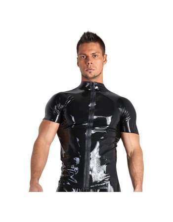 Men and Women Sexy Wetlook PVC Leather Tops Punk T-shirt Clubwear N969