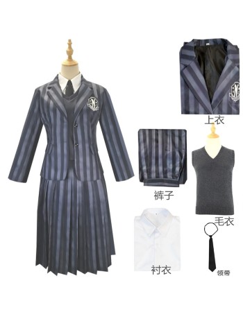 The Addams Family Costumed Female Wednesday Same Style Cosplay School Uniform YZ411