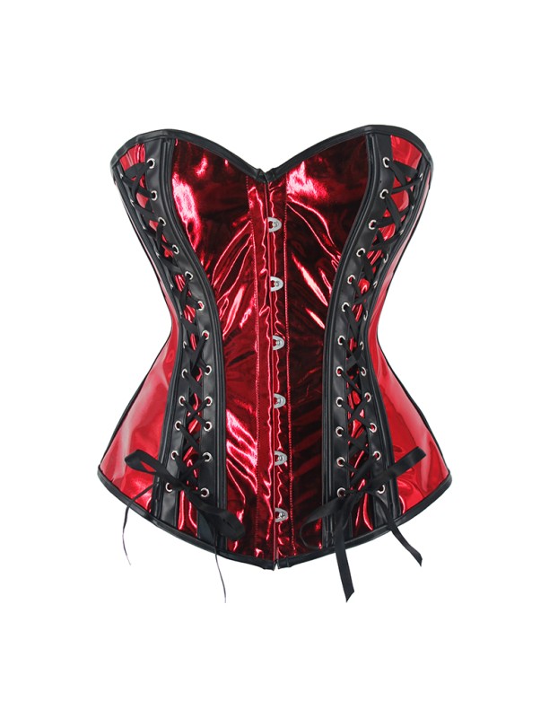 Sexy Women Bright Metallic Leather Front Lace-up Steampunk Corsets WK2304a