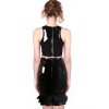 Women Sexy Black Leather Two Pcs Dress M7272