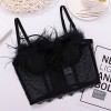 Fashion Lace Mesh Suspender Hollowed Out Vest Sexy Feather Wipe Chest KN8058