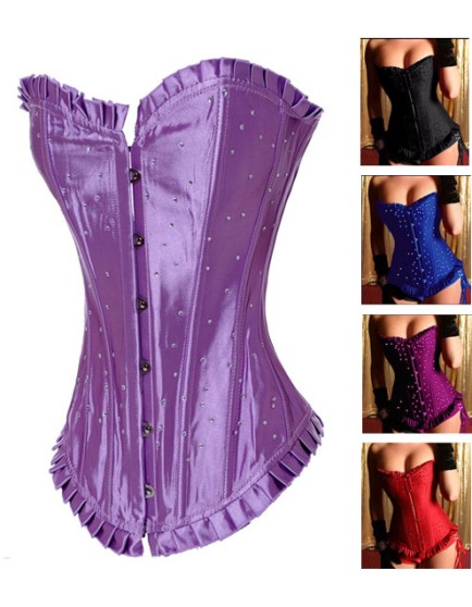 Blue Satin Overbust Corset M1595