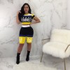 Sexy Letter Print Crop Top Casual Sporting 2 Piece Suit m8249