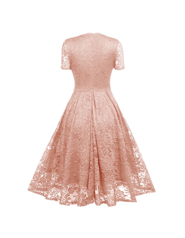 V-neck Midlength Lace Wedding Party With A Full Swing Dinner Dress CD1784