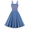 Fashion Vintage Floral Print Casual Strap Sleeveless Elegant Party Dress M3308