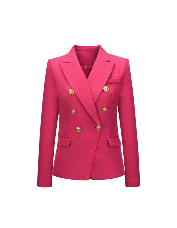 Short Suit Jacket Double Breasted Top Coat Solid Color Women Blazer H2013