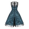 Women Gauze Embroidery Waist Sleeveless Lolita Court Swing Midlength Dress 5122