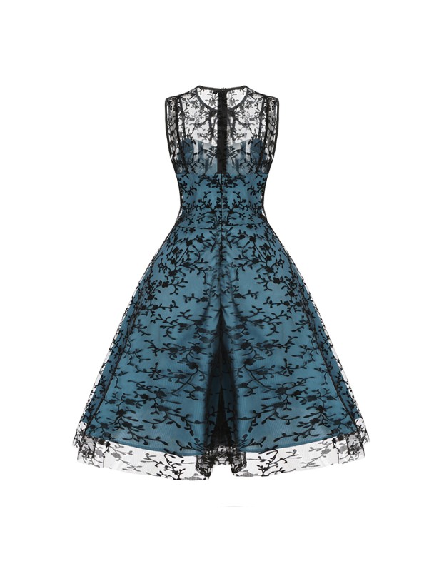 Women Gauze Embroidery Waist Sleeveless Lolita Court Swing Midlength Dress 5122