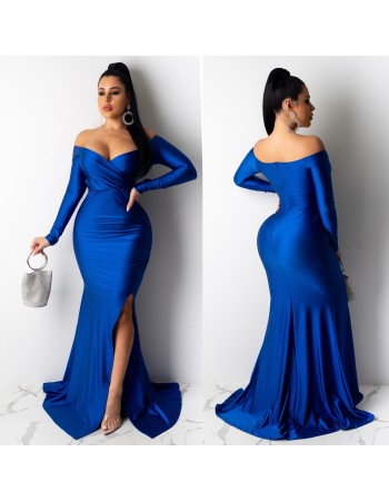 Women High Cut Evening Dress Off-shoulder Sexy Bodycon Dress M19002