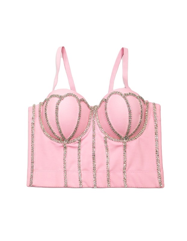 Bright Drill Tight Wrap Chest Suspender Inner Take Top Nail Bead Corset KN8185