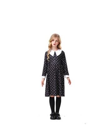 Girl Addams Family Costume Wednesday Addams Black Dress Cosplay Costume YM5820