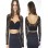 Black low-cut long sleeve lace clubwear tops M30044b