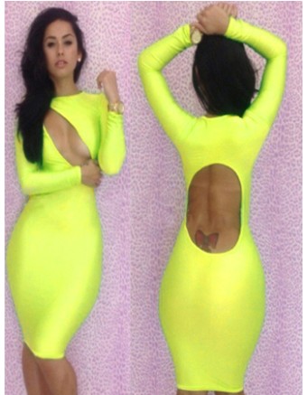 Long sleeves sexy dress m3614c