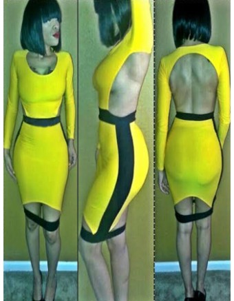 Hollow Out Bodycon Midi Dress M3838
