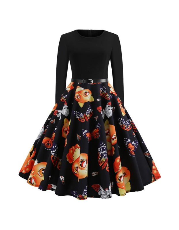Long Sleeve Polka Dot Classic Party Casual Women Dress JY13106