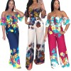 Floral Print Boho Backless Summer Jumpsuit M8216