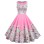 Sleeveless Pleated Pink French Retro Female Printing Dress JY15102