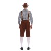 German Traditional Oktoberfest Plaid Shirt Men Beer Suspender Suit Costume YM3645