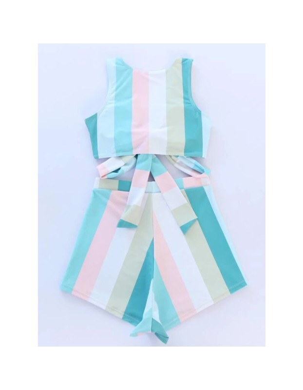 Flat Corner Young Girl Bikini Two Piece Plus Size Striped Women Bikini Sets S163