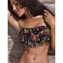 Black Flower Tassels Strapless Bikini Bra M5291b