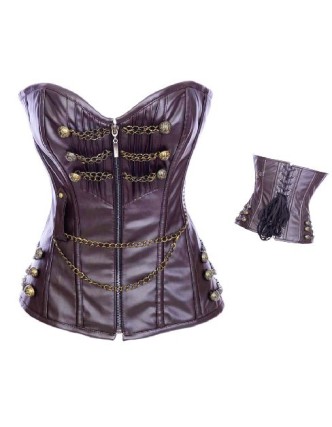 hot sale coffee leather corset m1985