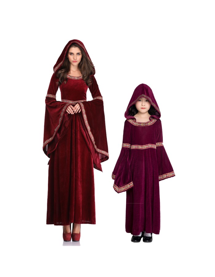 Children Wine Red Vampire Wizard Clothing European Vintage Court Dress Up M40647