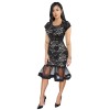 round neck lace mermaid  see-through  party midi dress M30173