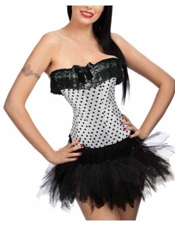 sexy white polka dot corset with bubble skirt m1808c