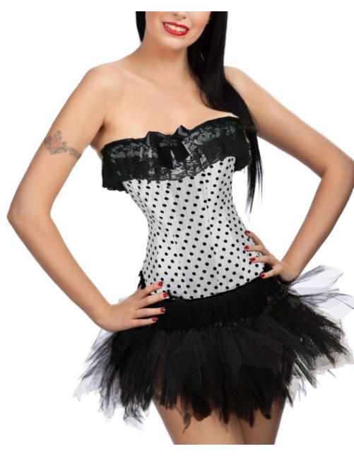sexy white polka dot corset with bubble skirt m1808c