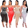 Mesh Club Sexy Diamond Encrusted Halter Womens Dresses X3805