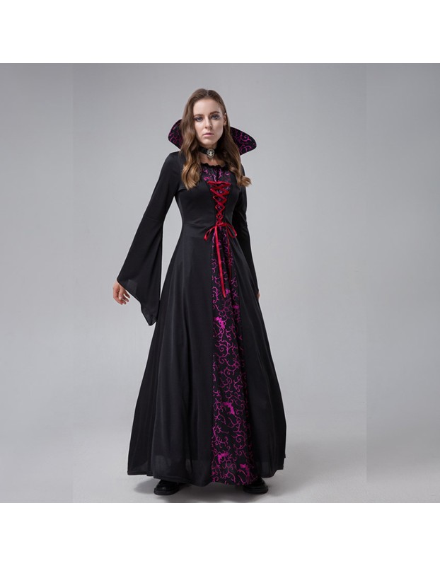 Halloween Evil Demon Court Queen Vampire Stage Costume Cosplay Dress YM8728