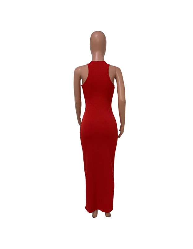 U neck causal woman dress fashionable sexy solid summer maxi dress M30120