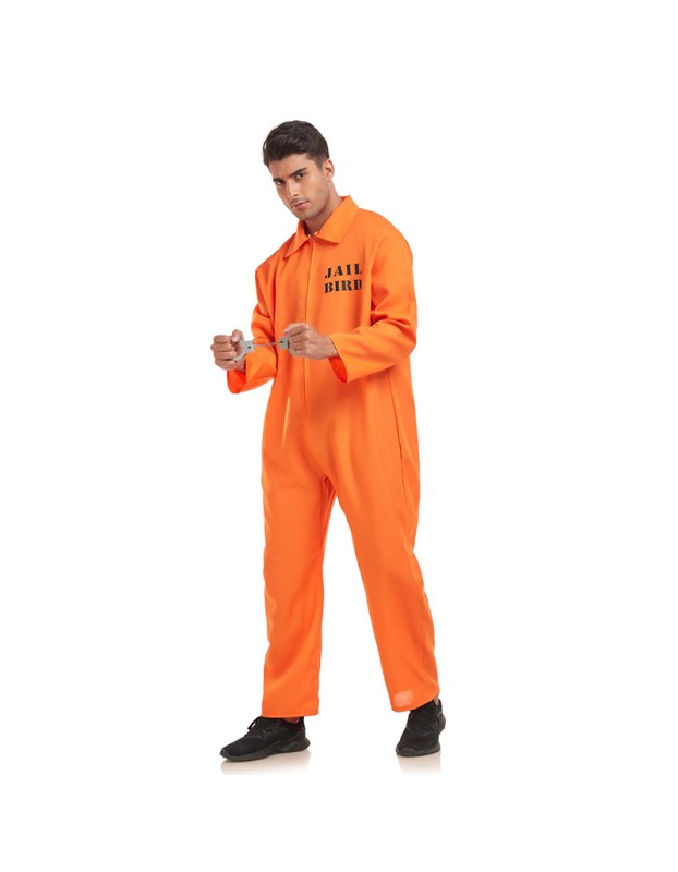 Men Adult Orange Inmate Cosplay Costume Jumpsuit Uniform Set Firefighter Suit SM1109