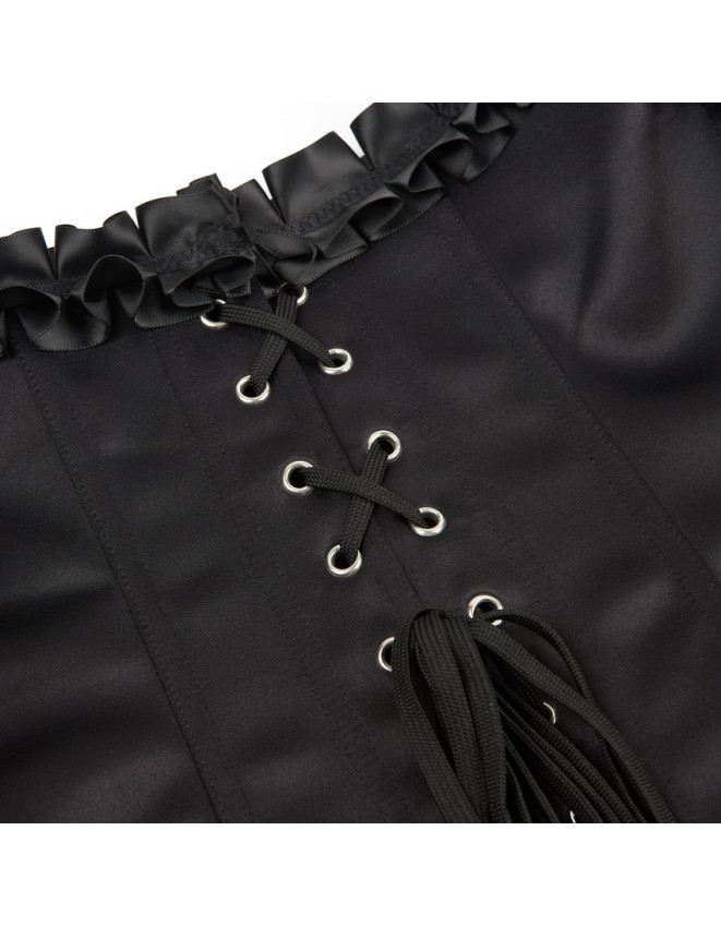 Black Sexy Ruffle Sleeves Lace-up Steampunk Victorian Overbust Corset Top WK2206