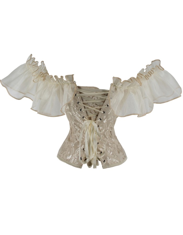 Sexy Off Shoulder Ruffles Sleeves Overbust Corset Top WK2276