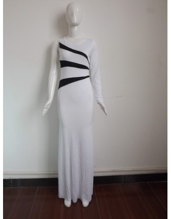 Black and White Patchwork Evening Dress M3960