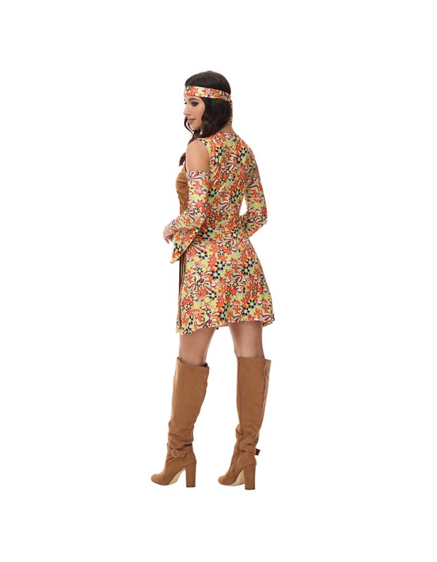 Vintage Women's Fringe Brown Cosplay Costume Full Hippie Disco Suits Costume MS1766