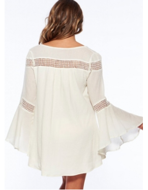 Bell Sleeves Hollow-out White Beach Tunic M5322