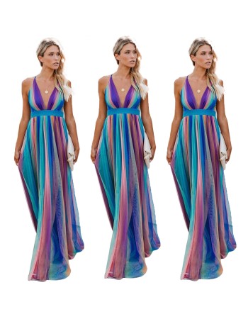 women's sexy halter strap chiffon dressM8360