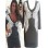 Sexy women gray and white pattern deep V neck midi dress M30020