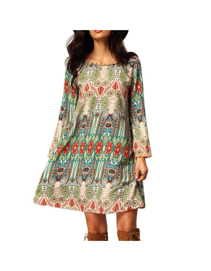 Beach Floral Print Boho Dress M30391b