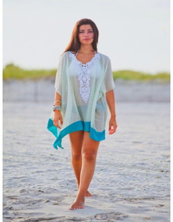 Embroidered V Neck Beach Dress M5319