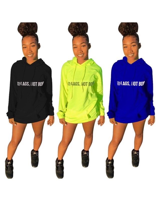 Letter Printed Women's Hoodies Pullover M8459