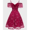 Sling Sleeves Flower Slim Women Sexy Swing Summer Lace Party Dress CD1627