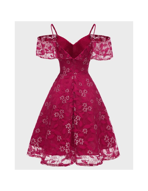 Sling Sleeves Flower Slim Women Sexy Swing Summer Lace Party Dress CD1627