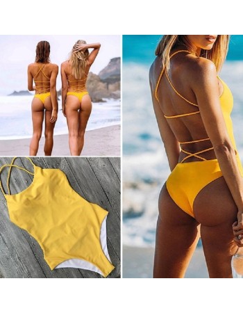 Sexy Solid Bandage One Piece Monokini Swimsuit m18031